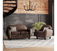 Ensemble canapé et fauteuil marron 3 places - club