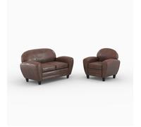 Ensemble canapé et fauteuil marron 3 places - Club - Rendez-Vous Déco