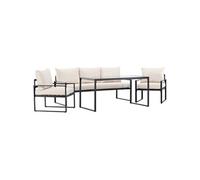 Ensemble canapé fauteuils et table de jardin Catania noir et beige
