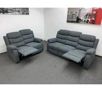 Ensemble canapé inclinable avec porte-gobelet - 2C2 d'angle ou 3+2 places, tissu gris pour le confort et le style du salon