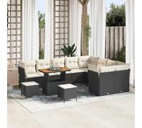 Ensemble Canapé Jardin Modulaire 12 Pièces Noir Crème avec Coussins, Salon Exterieur Meuble Terrasse Balcon Résistant aux Intempéries, Mobilier d'Extérieur Confortable et Élégant Détente et Fêtes