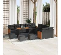 Ensemble canapé jardin vidaXL 14 pièces avec coussins noir poly rattan acacia, Sofa jardin 2 places vidaXL avec coussins noir poly rattan, Ensemble salle à manger jardin vidaXL 4 pièces avec coussins 