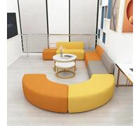 Ensemble canapé modulable et table basse avec coussins haute densité et structure en bois massif pour bureau, bibliothèque et espaces commerciaux