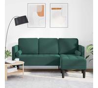 Ensemble canapé modulable Vert foncé en Polyester avec Coussin, 3 Places, Design scandinave Moderne, méridienne Convertible, idéal Salon séjour Chambre Bureau