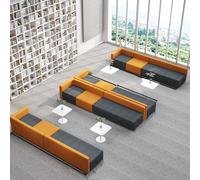 Ensemble canapé modulaire avec cadre en bois massif et table basse - Idéal pour les établissements de formation et les zones d'attente des parents, design tendance extra large