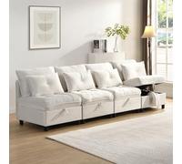 Ensemble canapé modulaire séparable 4 places : combinable librement, espace de rangement sous tous les coussins, fonction de couchage et housse en chenille, aménagement libre de l'espace avec