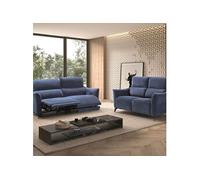 Ensemble Canapé relax électrique 3pl + canapé fixe tissu Waterproof Bleu - BURGOS - ALTOBUY Bleu G