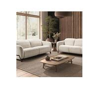 Ensemble Canapé relax électrique + canapé fixe tissu polyester beige - AMSTEN -