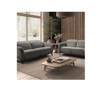 AltoBuy Ensemble Canapé Relax électrique + canapé Fixe Tissu Polyester Gris - AMSTEN