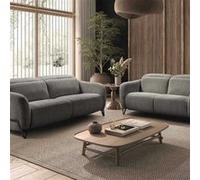 AltoBuy Ensemble Canapé Relax électrique + canapé Fixe Tissu Polyester Gris - AMSTEN