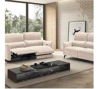 Ensemble Canapé relax électrique + canapé fixe tissu Waterproof Beige - BURGOS