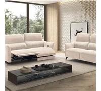 Ensemble Canapé relax électrique + canapé fixe tissu Waterproof Beige - BURGOS - ALTOBUY Beige G