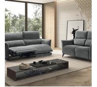 Ensemble Canapé relax électrique + canapé fixe tissu Waterproof Gris - BURGOS - ALTOBUY Gris G