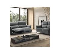 Ensemble Canapé relax électrique + canapé fixe tissu Waterproof Gris - BURGOS -