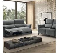 Ensemble Canapé relax électrique + canapé fixe tissu Waterproof Gris - BURGOS - ALTOBUY Gris G