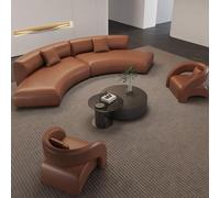 Ensemble canapé sectionnel incurvé en cuir de qualité supérieure avec table basse, design luxueux pour plusieurs scènes, pas de montage nécessaire