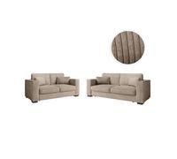 Ensemble canapés 2 places et 3 places BELAMI en velours côtelé - Taupe