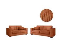 Ensemble canapés 2 places et 3 places BELAMI en velours côtelé - Terracotta