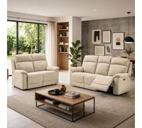 Ensemble Canapés 3P relax manuel + 2P fixe tissu Waterproof ivoire - BRIANA