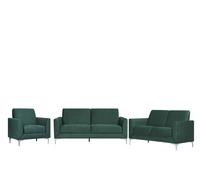Ensemble Canapés Et Fauteuil En Velours Vert 6 Places Fenes Multicolore
