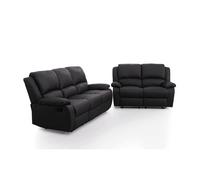 Loungitude - DETENTE - Canapé de Relaxation, Ensemble 3 + 2 Places - Manuel - Inclinaison réglable - en Simili - Noir