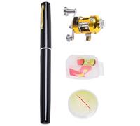 Ensemble canne à pêche et moulinet - Barre de poche portable pour stylo de pêche, petit bâton de 1 mètre | Engrenage portable avec moulinet de tambour pour randonneurs, amis, famille