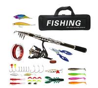 Ensemble canne à pêche et moulinet, canne à pêche et moulinet | Combinaisons légères de canne à pêche en eau salée et moulinet - Kit de pêche portable de voyage en eau salée et eau douce, équipement
