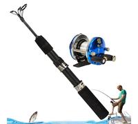 Ensemble canne à pêche et moulinet - Canne à pêche rétractable avec moulinet - Équipement en fibre de carbone pour eau salée et eau douce, lac, rivage de mer
