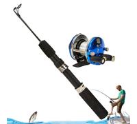Ensemble Canne À Pêche Et Moulinet | Canne Rétractable avec Moulinet | Matériel de pêche Compact en Fibre de Carbone pour Bar, Poisson-Chat, Truite, Crappie en mer, lac, rivière, ruisseau, Rive