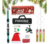 Ensemble Canne À Pêche Et Moulinet | Matériel pour Eau Douce Et Eau Salée | Kit De Pêche De Noël avec Canne Moulinet Leurres,pour Garçons, Père, Amis, Hommes, Lac, Ruisseau, Rivière, Étang, Réservoi