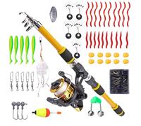 Ensemble Canne à Pêche et Moulinet pour - Canne télescopique Portable | Portable Cent Quatre Vingts Centimètres avec Moulinet pour Enfant Débutant Voyage Randonnée Camping Pêche