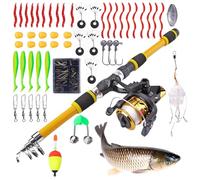 Ensemble Canne à Pêche et Moulinet pour,Canne Télescopique pour Jeunes Débutants | Ensemble Canne et Moulinet 180 cm pour garçons Filles Voyage Camping randonnée Loisirs pêche en mer