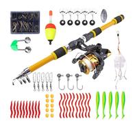 Ensemble canne à pêche et moulinet pour enfants, canne à pêche rétractable pour jeunes débutants - Ensemble de canne et moulinet pour jeunes débutants en eau salée, voyage, kayak, bateau, surf