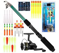 Ensemble Canne à pêche télescopique et Moulinet Filer Kit de Complet 127 pièces avec flotteurs hameçons Accessoires pour Les pêcheurs