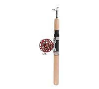 Ensemble Canne télescopique FD50 avec Moulinet pour la pêche sur Glace en Hiver, Combo Portable de pêche sur Glace, Canne compacte en Fibre de Carbone avec poignée en EVA et (Rouge)