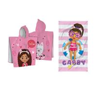 Ensemble cape de bain et drap de plage imprimés 100% Coton - GABBY ET LA MAISON MAGIQUE DUO ET PINK