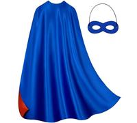 Ensemble cape et masque de super-héros pour adultes, capes et masques de super-héros double face pour hommes et femmes, fêtes costumées, adultes bleu et rouge, adulte