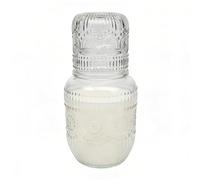 Ensemble carafe à eau de chevet et verres - Robuste, 18 x 9,3 cm - Pichet décoratif en verre - Élégant - Facile à verser - Pour lait, jus, boisson, thé, café