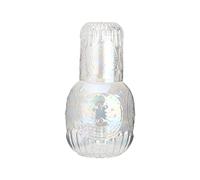 Ensemble Carafe à Eau et Verre de Chevet en Cristal - Pichet et Gobelet pour Salle de Bain, Chambre, Cuisine (Blanc)