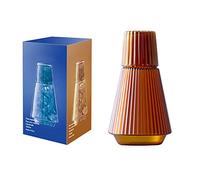 Ensemble Carafe à Eau Vintage 34 Oz avec Verre de Chevet - Pichet en Verre Rayé Classique et Gobelet Transparent pour Table de Nuit (Ambre)