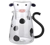 Ensemble carafe et verre de vache 550 ml, carafe à eau et verre de chevet en forme vache créative mignonne, pichet à eau pour thé glacé, lait, café, cuisine