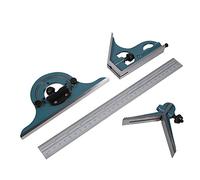 Ensemble carré de combinaison d'angle de 180 degrés, equerre combinee outils de mesure de rapporteur d'angle droit universel en acier inoxydable