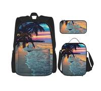 Ensemble cartable amérindien + trousse à stylos + sac à déjeuner Combo 3 pièces, Coco Beach Sunset Hamac, Taille unique, Moderne