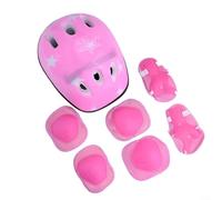 Ensemble casque et équipement de protection 7 en 1 pour enfants avec genoux, coudes, protège-poignets pour skateboard, cyclisme, patinage à roulettes, âgés de 5 à 16 ans (rose)