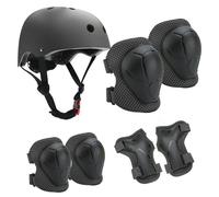 Ensemble casque et protection pour enfants de 3 à 10 ans, casques de vélo, casques de skatebo, pour cyclisme et skateboard - Noir S