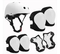 Ensemble casque et protection pour enfants de 3 à 10 ans, casques de vélo, casques de skatebo, pour cyclisme et skateboard - Blanc S
