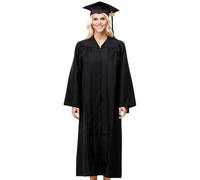 Ensemble casquette et robe 2024 - Robe de remise de diplôme mate avec pompons | Costumes de juge, robes de chorale pour église, remise de diplôme pour diplômés du lycée, Bleu marine 51, Refer to