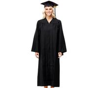 Ensemble casquette et robe de remise de diplôme | Robe de remise de diplôme mate unisexe | Ensemble pour diplômés du lycée, costumes de juge, peignoir de chaire, Bleu marine 51, Refer to description