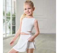 Ensemble casual de sport confortable blanc pour jeunes filles, printemps/été. Tenue d'athlétisme élégante pour le jogging et l'extérieur, avec un ajustement près du corps. Style tout-assorti pour jeun