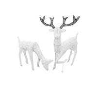Ensemble Cerf & Biche Dorée 120 LED Blanc Froid Décoration de Noël Extérieur